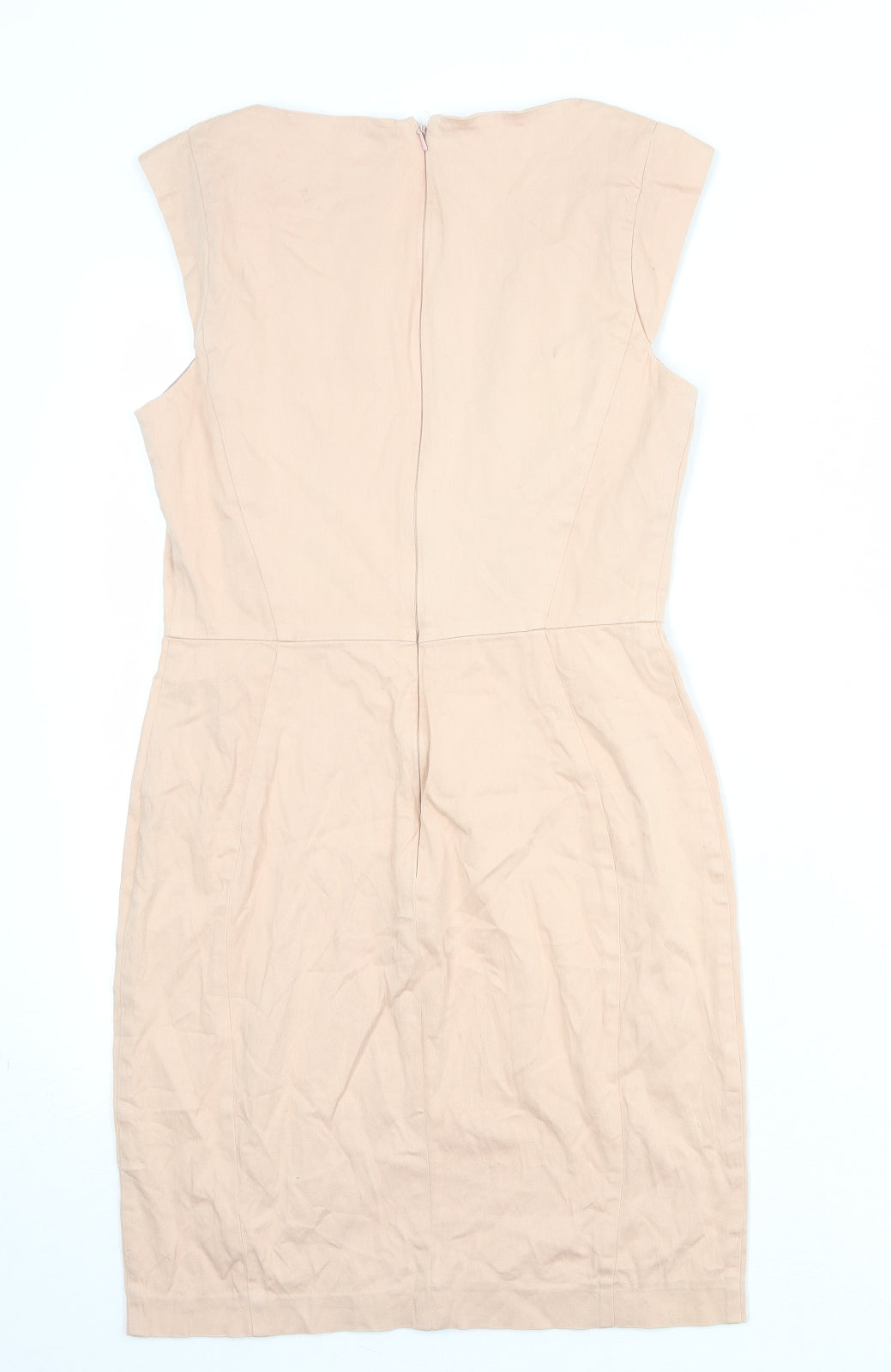 French Connection Womens Pink Cotton Shift Size 10 Round Neck Zip