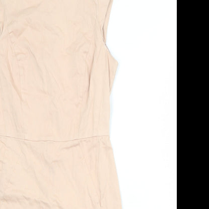 French Connection Womens Pink Cotton Shift Size 10 Round Neck Zip