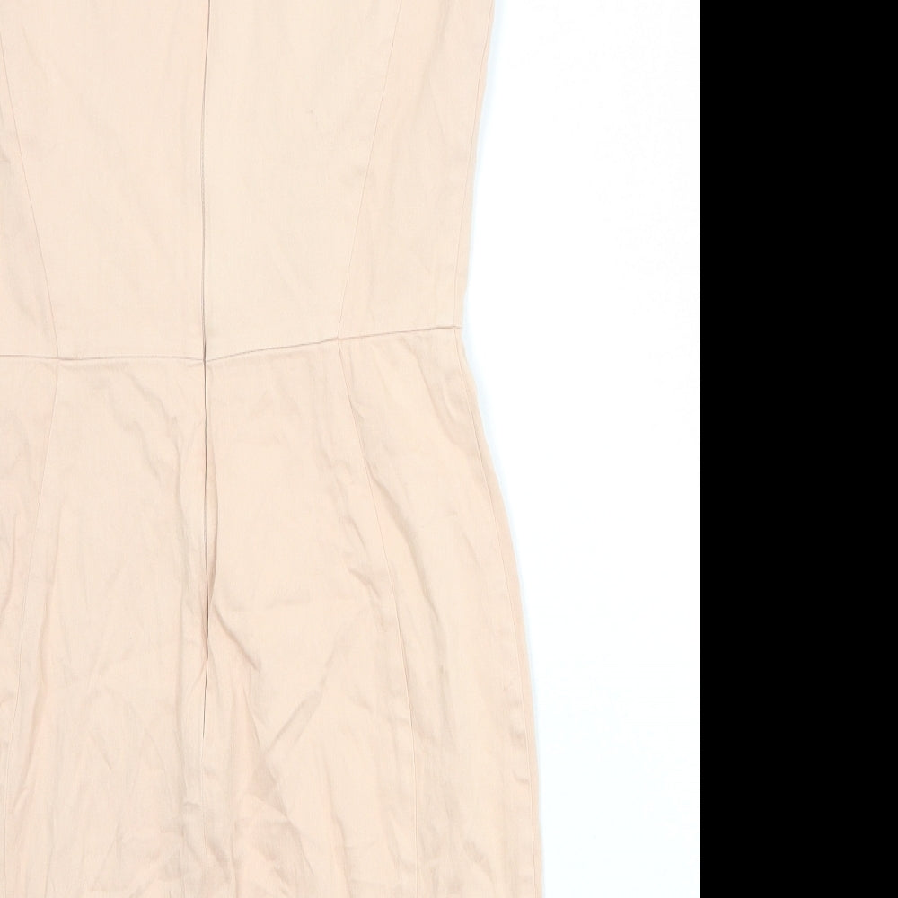 French Connection Womens Pink Cotton Shift Size 10 Round Neck Zip