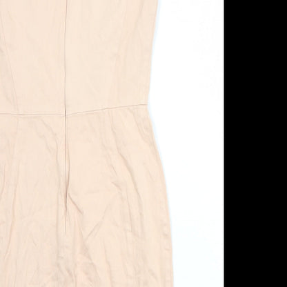 French Connection Womens Pink Cotton Shift Size 10 Round Neck Zip