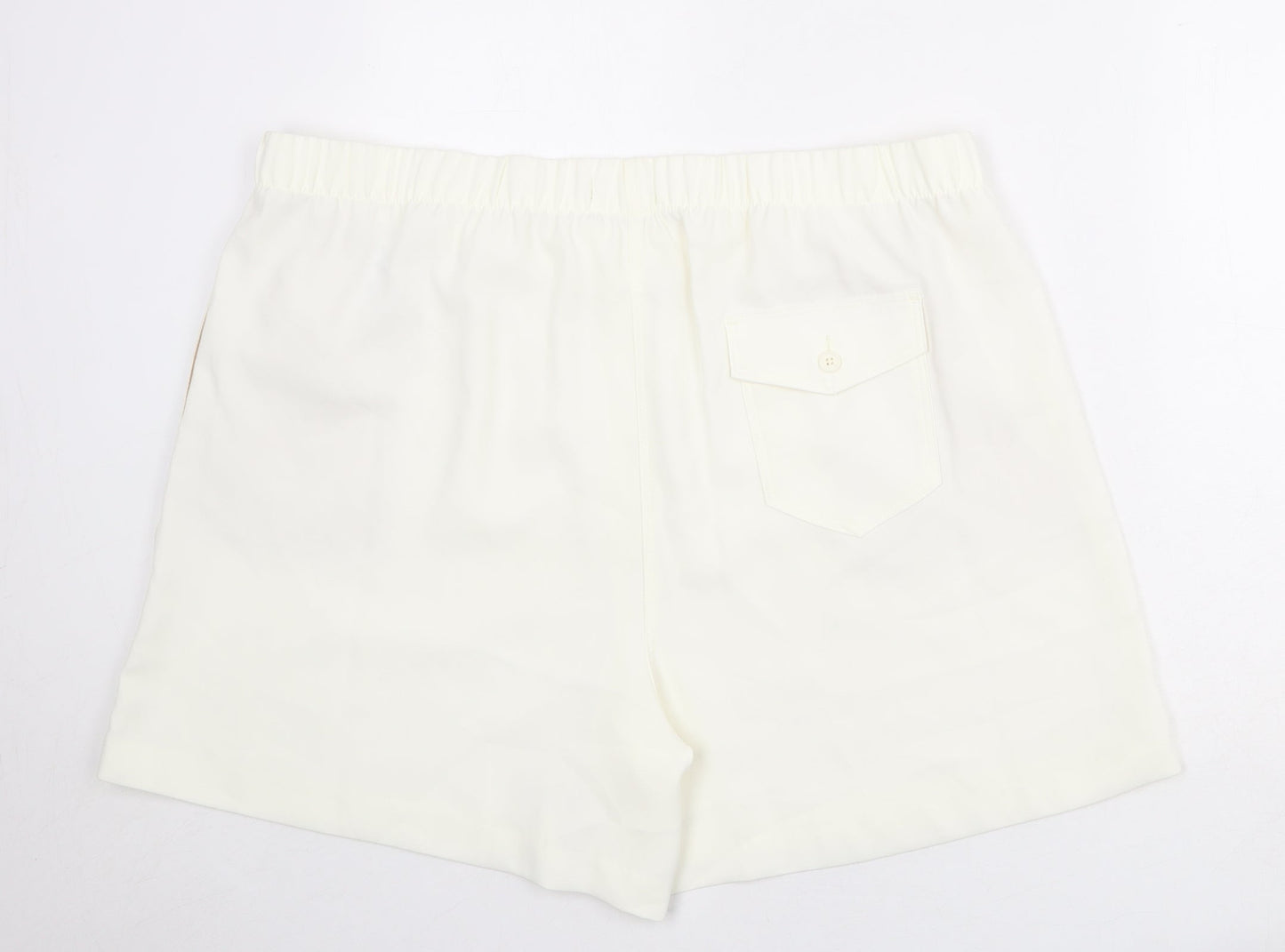 Marks and Spencer Womens Ivory Polyester Basic Shorts Size 24 Regular Pull On