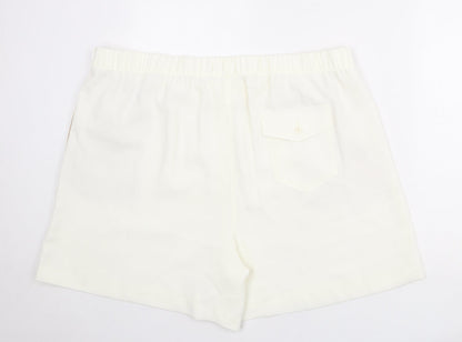 Marks and Spencer Womens Ivory Polyester Basic Shorts Size 24 Regular Pull On