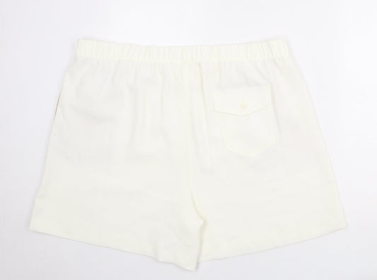 Marks and Spencer Womens Ivory Polyester Basic Shorts Size 24 Regular Pull On