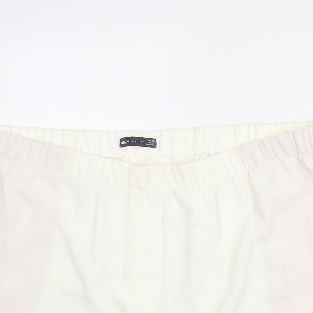 Marks and Spencer Womens Ivory Polyester Basic Shorts Size 24 Regular Pull On