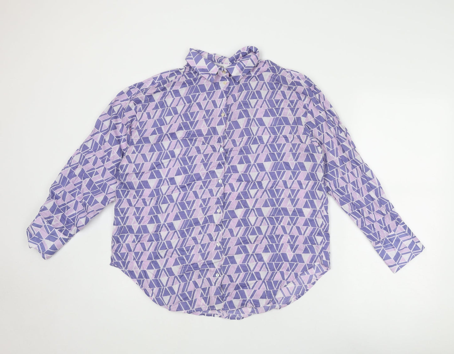 Womens UK Size S Mango Purple Basic Button-Up