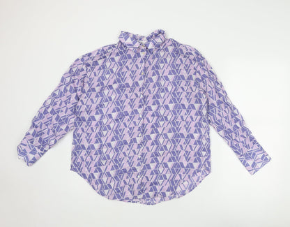 Womens UK Size S Mango Purple Basic Button-Up