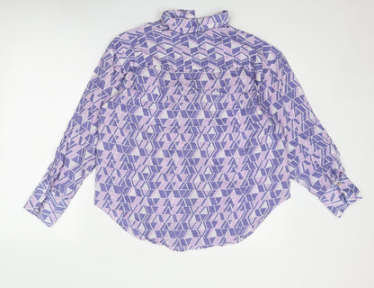 Womens UK Size S Mango Purple Basic Button-Up