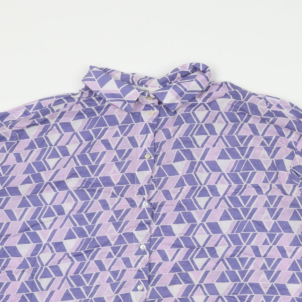 Womens UK Size S Mango Purple Basic Button-Up