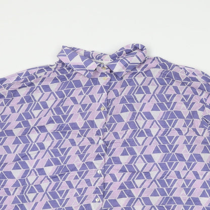 Womens UK Size S Mango Purple Basic Button-Up