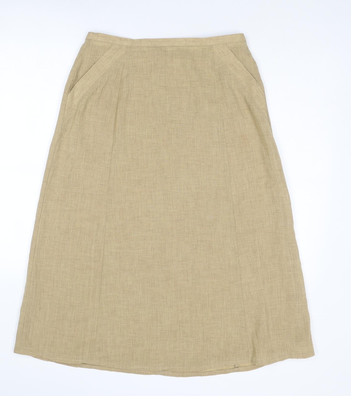 Collectables Womens Beige Acetate A-Line Skirt Size 14 Zip