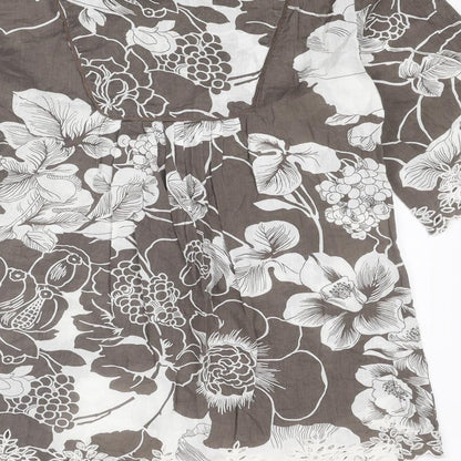 Phase Eight Womens Grey Floral Cotton Basic Blouse Size 10 Boat Neck