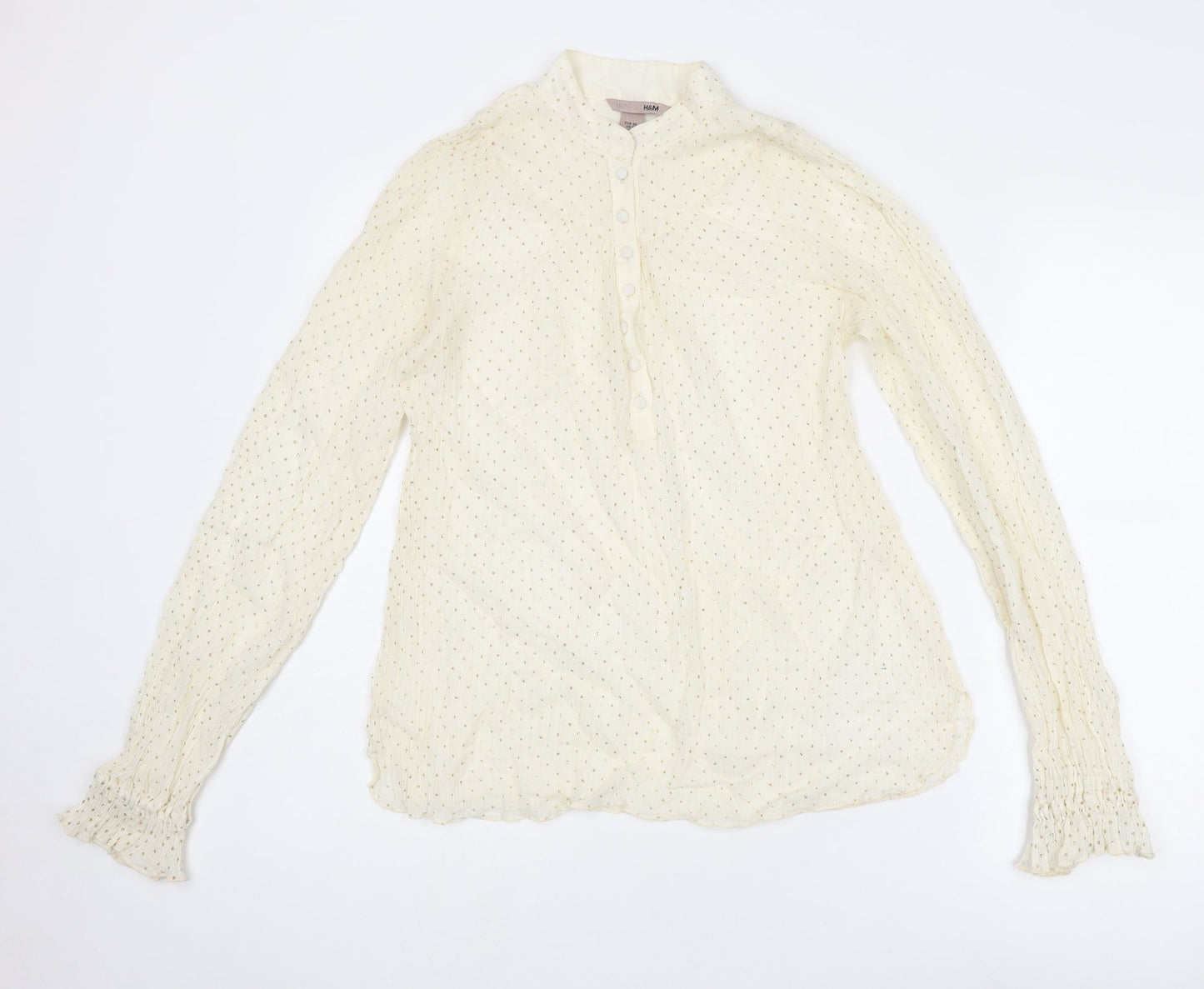 Womens UK Size 8 H&M Ivory Basic Button-Up