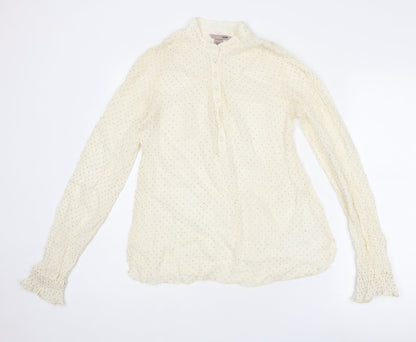 Womens UK Size 8 H&M Ivory Basic Button-Up
