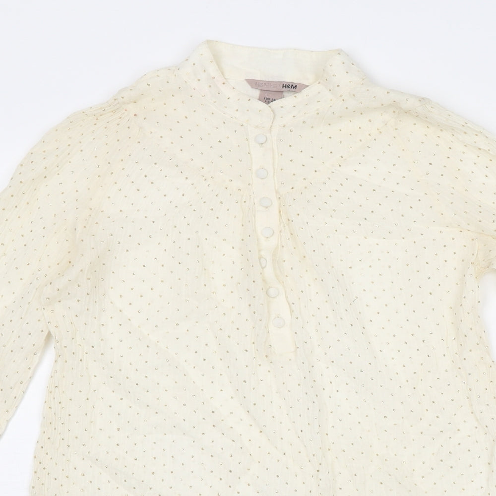 Womens UK Size 8 H&M Ivory Basic Button-Up