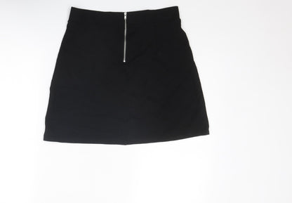 Divided by H&M Womens Black Viscose A-Line Skirt Size M Zip