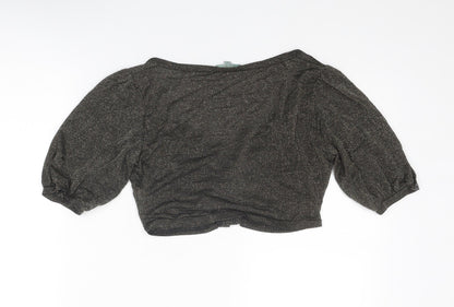 Womens UK Size 12 Therapy Gold Cropped Button-Up