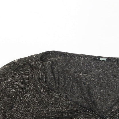 Womens UK Size 12 Therapy Gold Cropped Button-Up