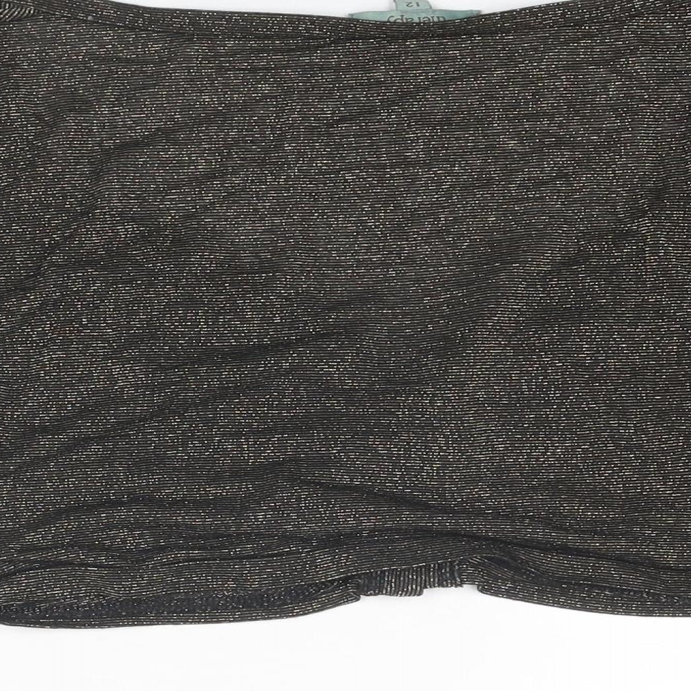 Womens UK Size 12 Therapy Gold Cropped Button-Up