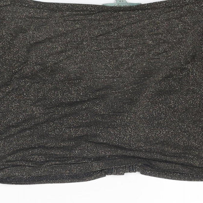 Womens UK Size 12 Therapy Gold Cropped Button-Up