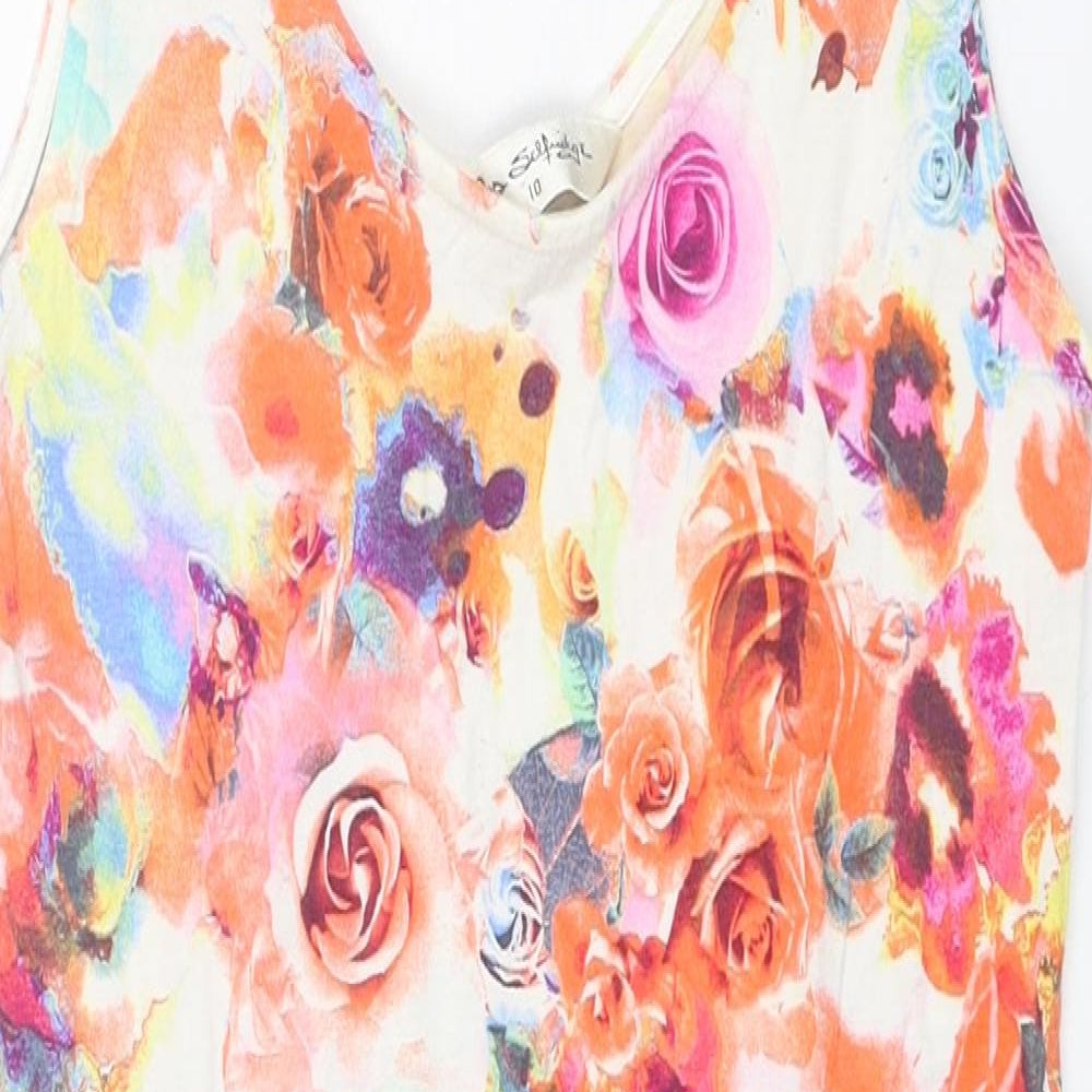 Miss Selfridge Womens Multicoloured Floral Viscose Bodycon Size 10 Scoop Neck Pullover