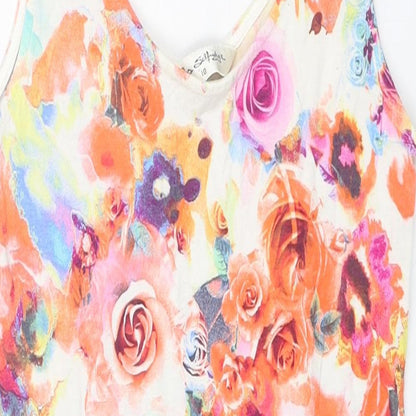 Miss Selfridge Womens Multicoloured Floral Viscose Bodycon Size 10 Scoop Neck Pullover