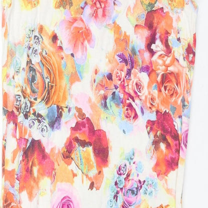 Miss Selfridge Womens Multicoloured Floral Viscose Bodycon Size 10 Scoop Neck Pullover