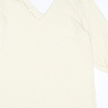 H&M Womens Ivory Polyester A-Line Size S V-Neck Pullover
