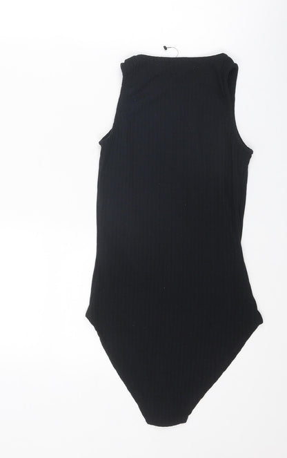 Nasty Gal Womens Black Polyester Bodysuit One-Piece Size 6 Snap