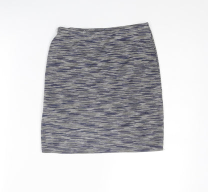 New Look Womens Grey Geometric Polyester A-Line Skirt Size 6