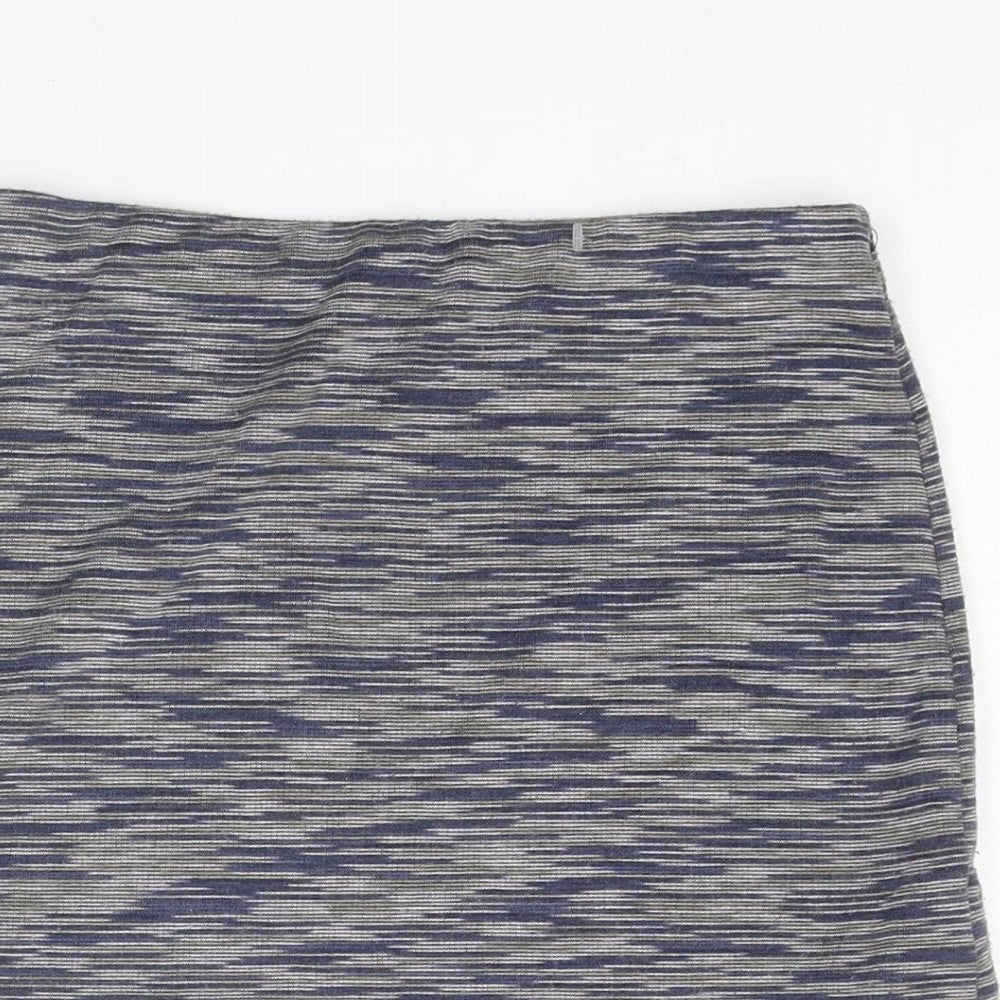 New Look Womens Grey Geometric Polyester A-Line Skirt Size 6