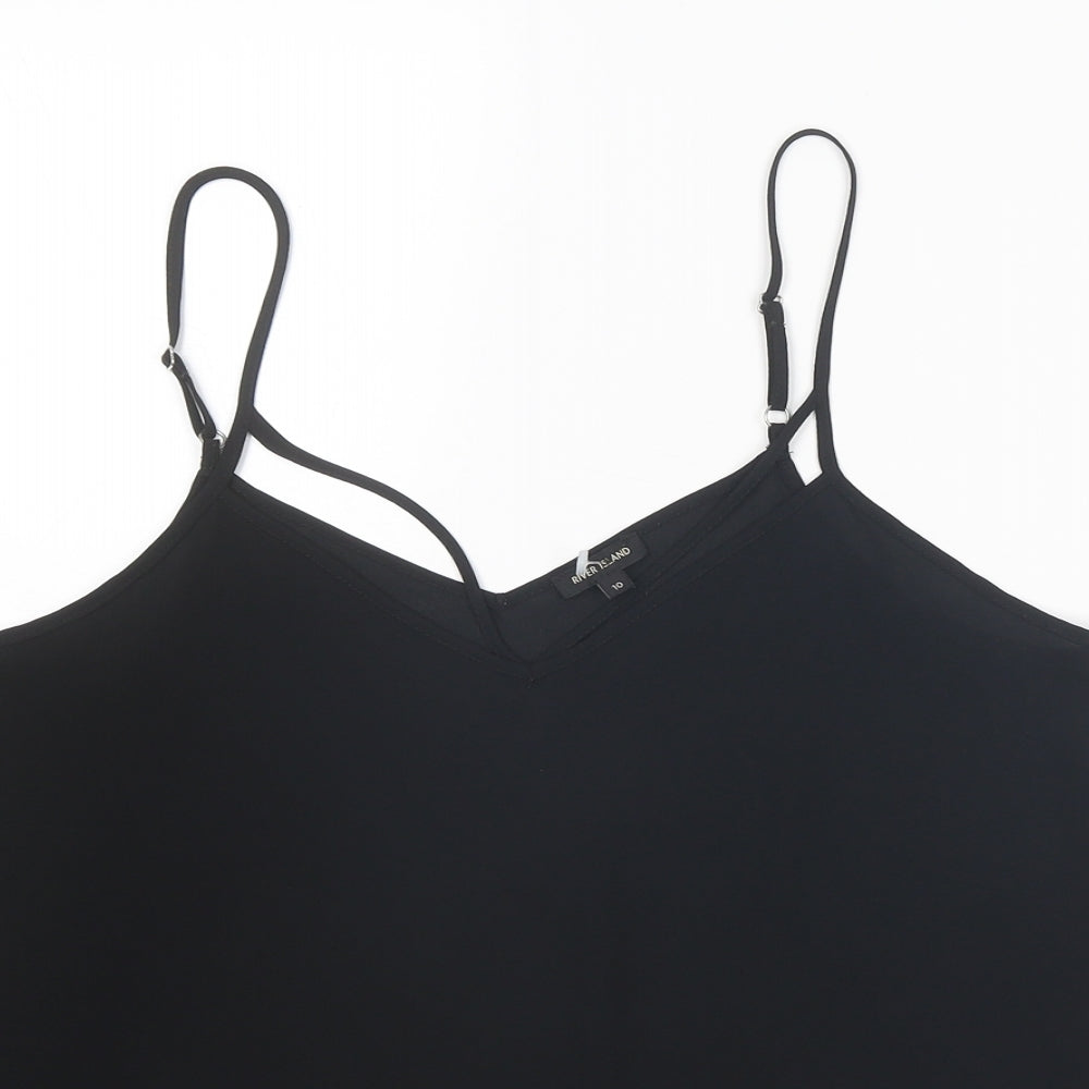 Womens UK Size 10 River Island Black Basic Tank