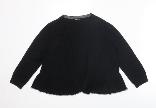 M&Co Womens Black V-Neck Viscose Cardigan Jumper Size 12