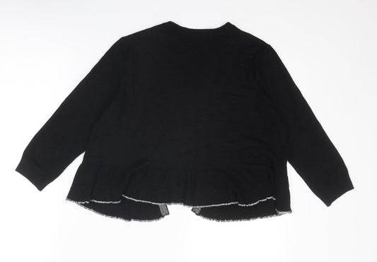 M&Co Womens Black V-Neck Viscose Cardigan Jumper Size 12