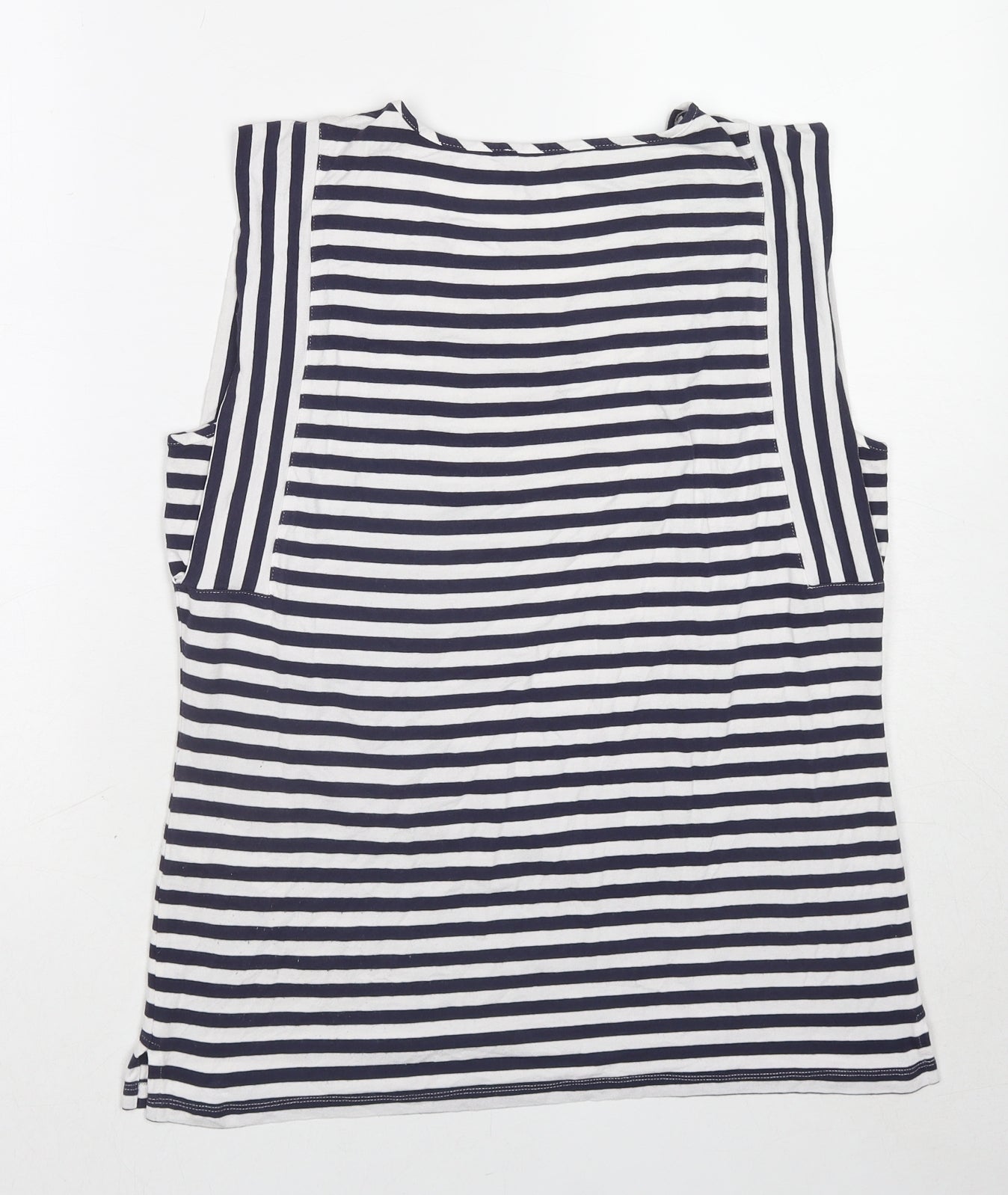 Maria Bellentani Womens Blue Geometric Viscose Basic Tank Size 14 Round Neck