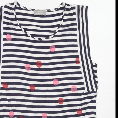 Maria Bellentani Womens Blue Geometric Viscose Basic Tank Size 14 Round Neck