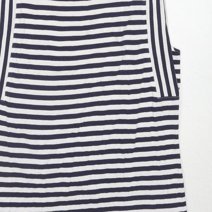 Maria Bellentani Womens Blue Geometric Viscose Basic Tank Size 14 Round Neck