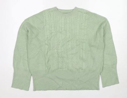 Marks and Spencer Womens Green Round Neck Viscose Pullover Jumper Size M