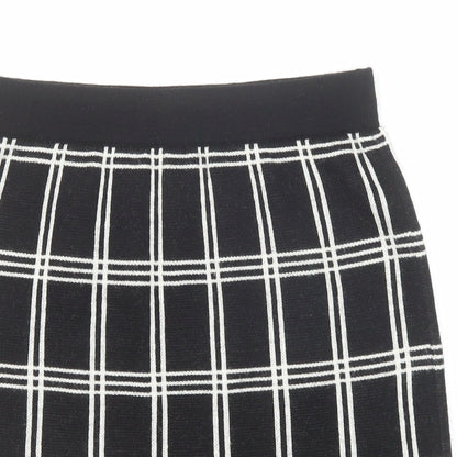 Kenar Womens Black Check Acrylic A-Line Skirt Size S