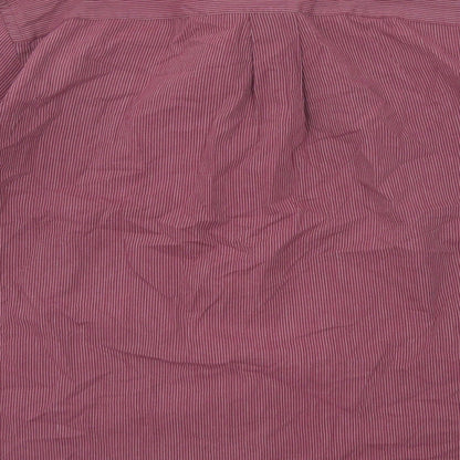 Van Heusen Mens Purple Striped Cotton Button-Up Size L Collared Button
