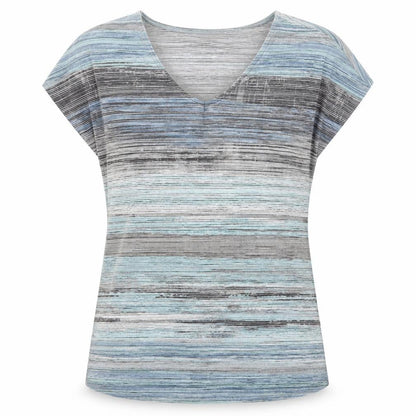 Fransa Womens Multicoloured Geometric Polyester Basic T-Shirt Size S V-Neck