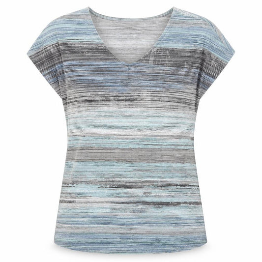 Fransa Womens Multicoloured Geometric Polyester Basic T-Shirt Size S V-Neck