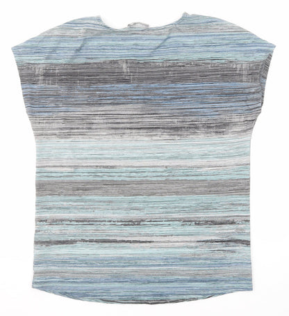 fransa Womens Multicoloured Geometric Polyester Basic T-Shirt Size S V-Neck