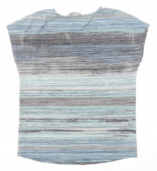 fransa Womens Multicoloured Geometric Polyester Basic T-Shirt Size S V-Neck