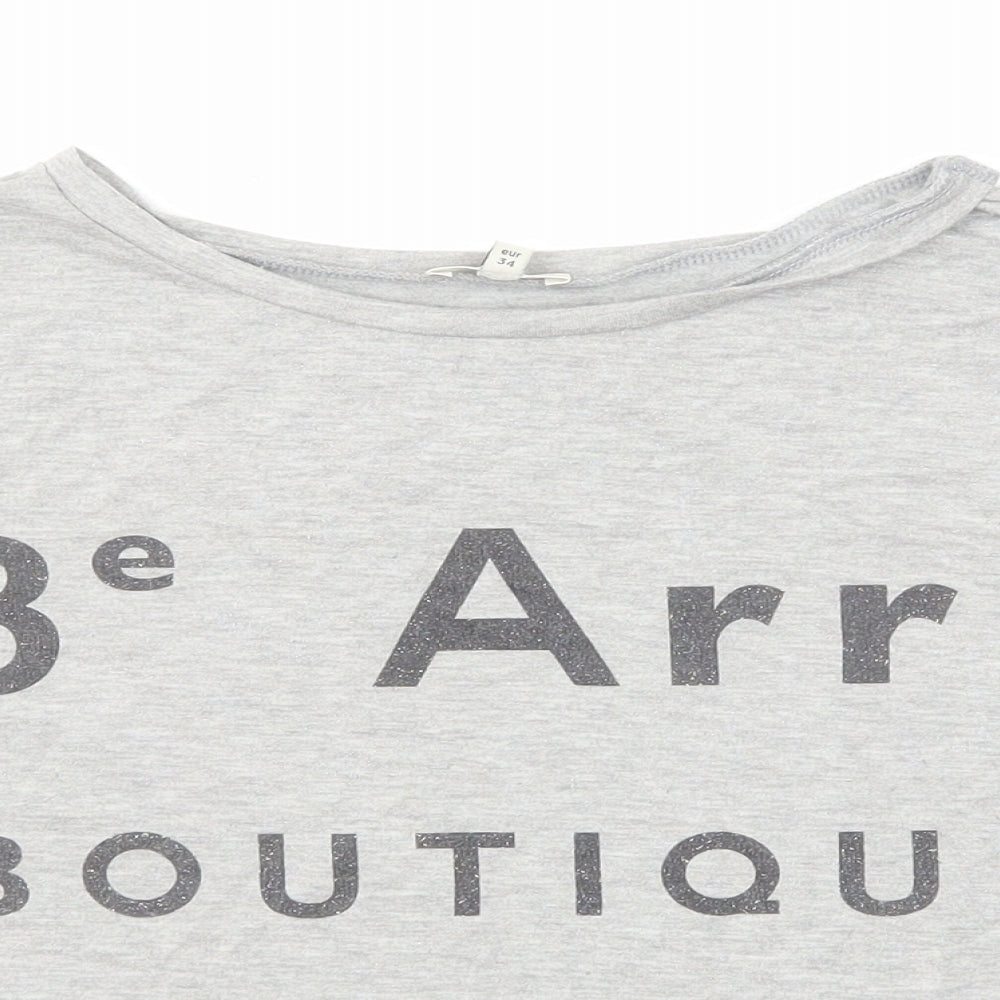Womens UK Size 8 River Island Grey Basic T-Shirt