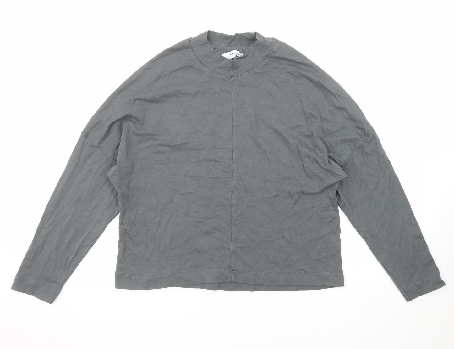 Mango Womens Grey Polyester Basic T-Shirt Size XS Mock Neck