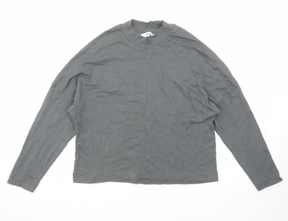 Mango Womens Grey Polyester Basic T-Shirt Size XS Mock Neck