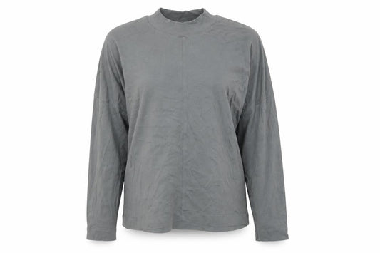 Mango Womens Grey Polyester Basic T-Shirt Size XS Mock Neck