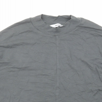 Mango Womens Grey Polyester Basic T-Shirt Size XS Mock Neck