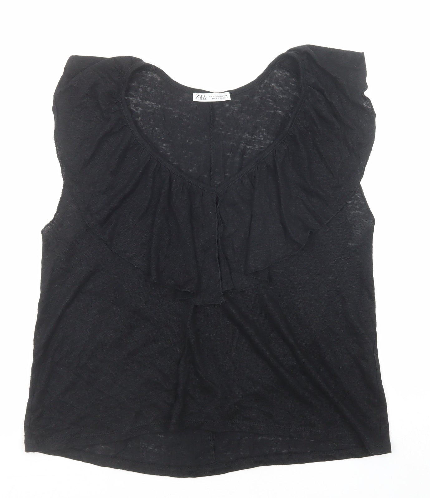 Womens UK Size M Zara Black Basic Blouse