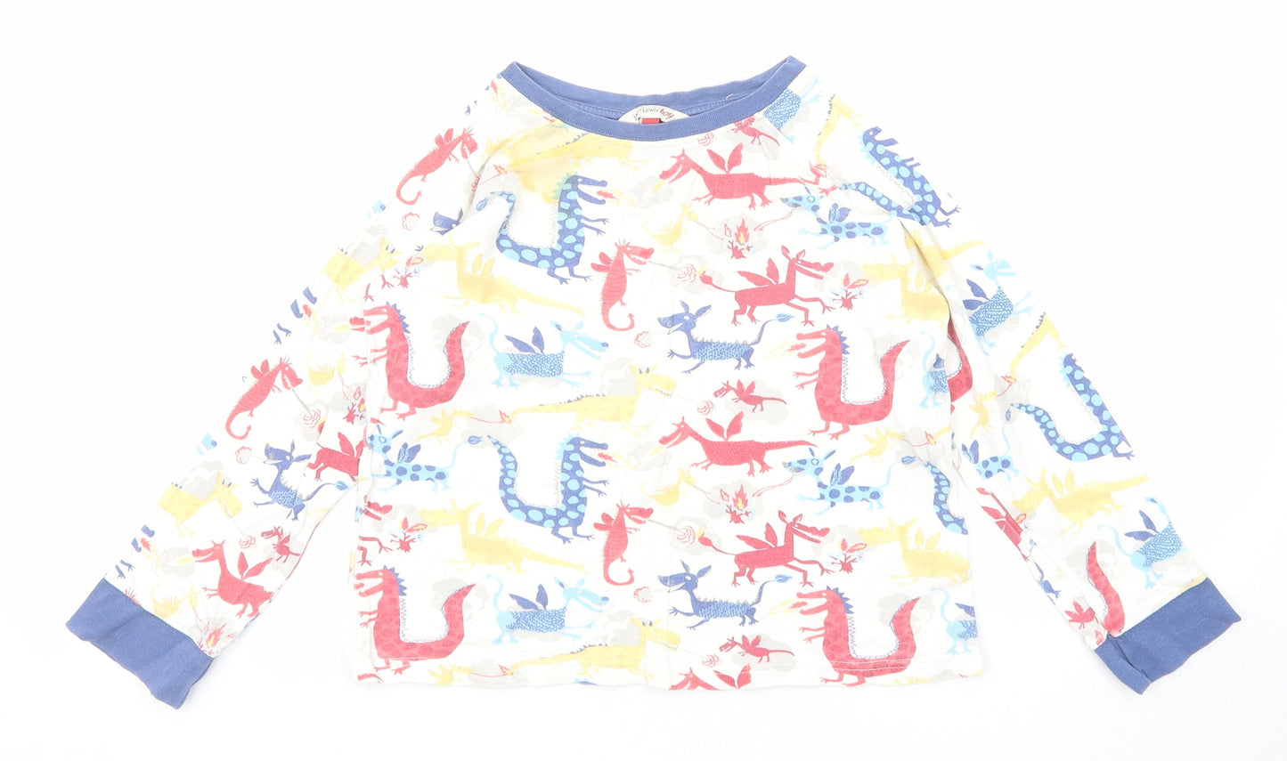 John Lewis Boys Multicoloured Geometric Cotton Basic T-Shirt Size 8 Years Round Neck Pullover - Dragon
